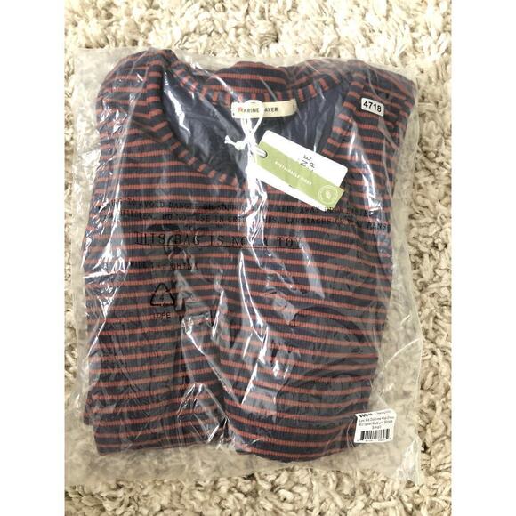 Marine Layer Lexi Daytime Dress Rib Sleeveless Midi Eclipse Auburn Stripe NWT S - Picture 3 of 7